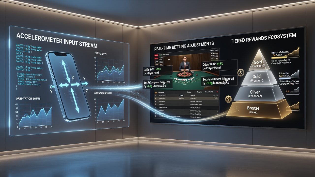 Smartphone accelerometer sensors capturing motion data during live dealer gameplay sessions
