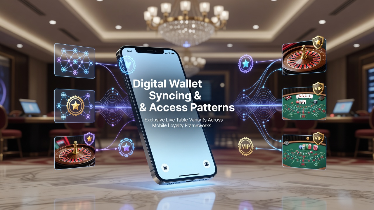Mobile app interface showing digital wallet sync with live table game access tiers