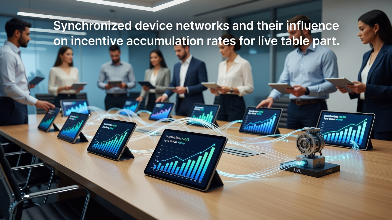 Live casino table interface displayed across synchronized smartphone and tablet screens with reward progress indicators